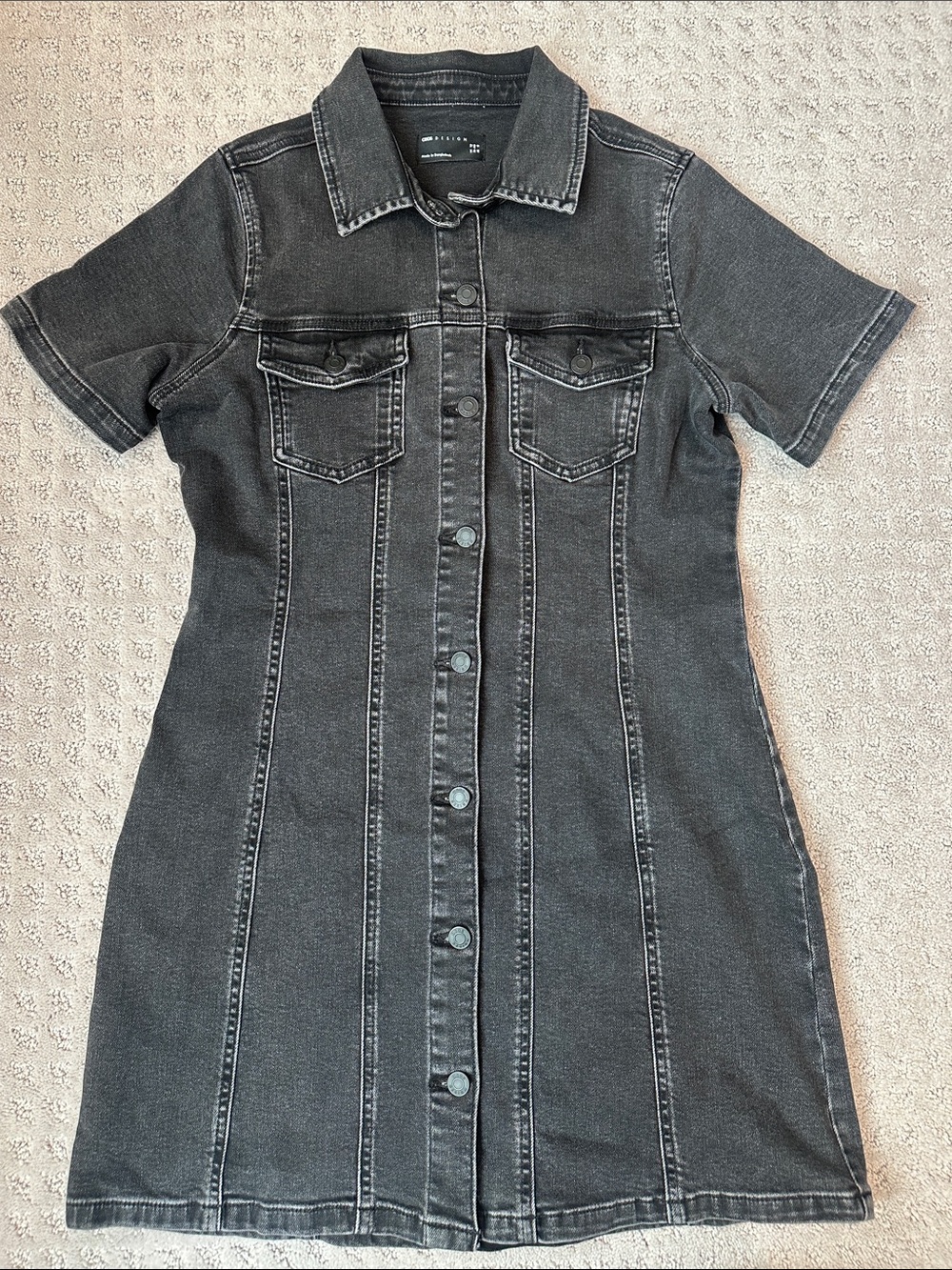 ASOS Button-Front Black Denim Shirt Dress